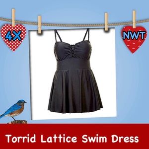NWT Torrid Black Wireless One Piece Swim Dress 4X